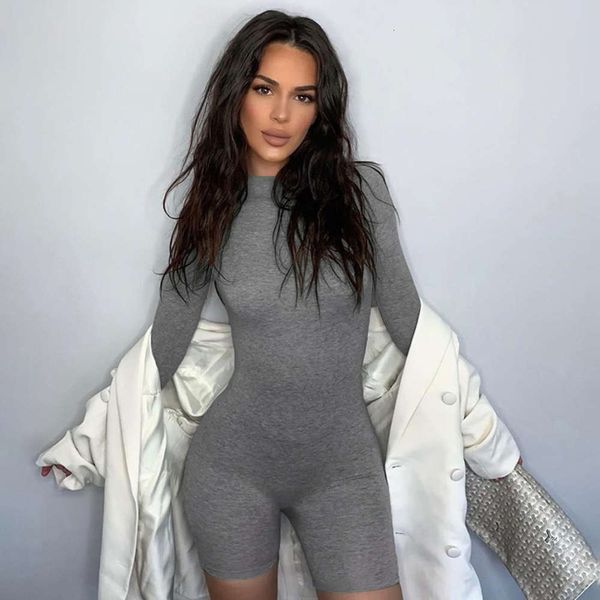 

wind 2020 summer new women's solid long sleeve tight hip raising jumpsuit, Black