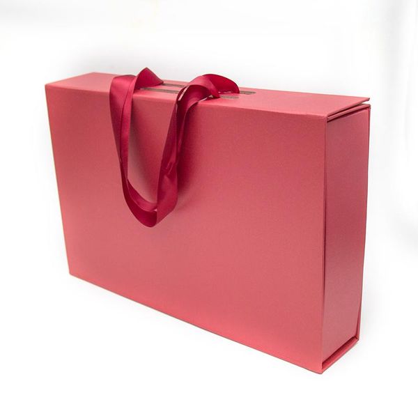 

5 pcs/lot colorful superior quality customized logo rectangular present bag paper packaging box gift with ribbon rope