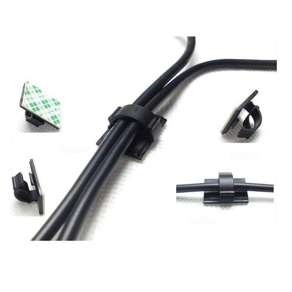

50pcs adhesive car cable clips cable winder organizer wire management drop cord clamp tie fixer holder desk wall jllsyt