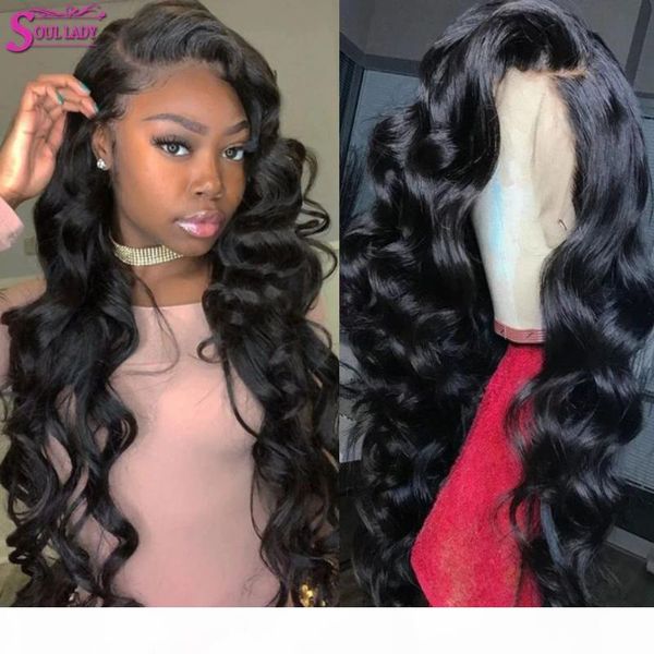 

13x4 loose body wave frontal wig pre plucked bleached knots human hair wig for black women brazilian 4x4 lace closure 30inch, Black;brown