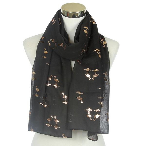 

scarves women's gold foil flamingo printed shawl wrap hijab scarf female ladies clothing accessories, Blue;gray