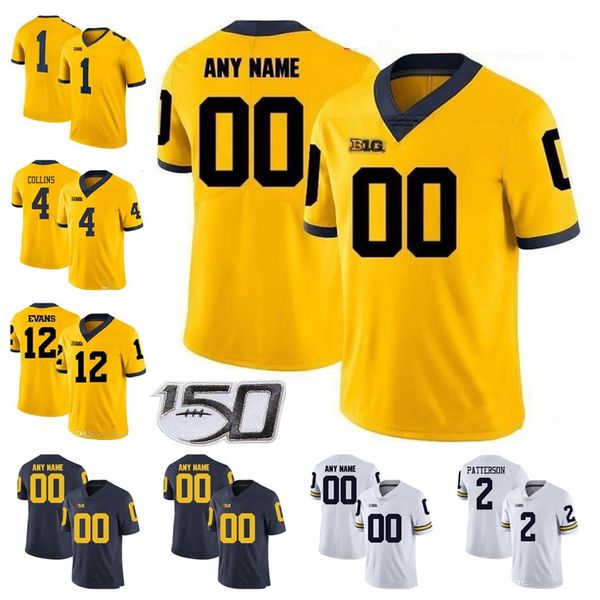

ncaa michigan wolverines college football 2 shea patterson jerseys big ten 24 zach charbonnet 25 hassan haskins 8 ronnie bell 13 tru wilson, Black
