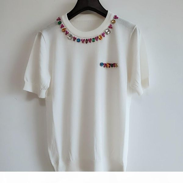 

2020 milan runway sweater o neck short sleeve women's sweaters high end jacquard pullover women designer sweater 0608-2, White;black