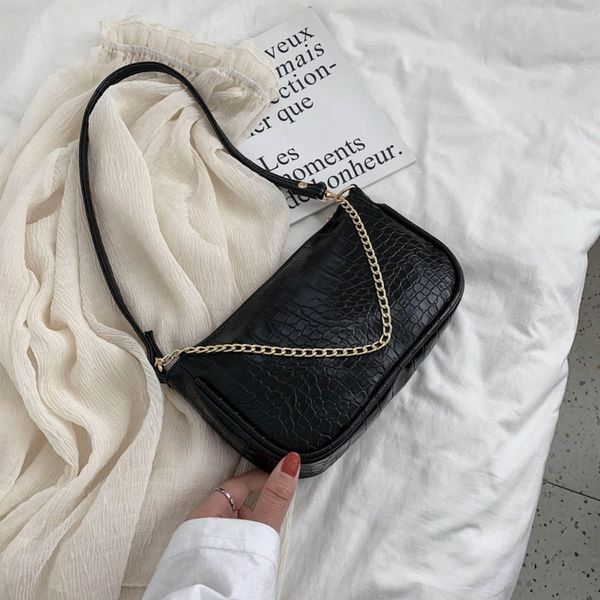 

девушка 2020 весной новый корейский плечо bagfashion простой мешок плеча сплошной цвет универсальный аллигатора дизайн сумка wfsbh