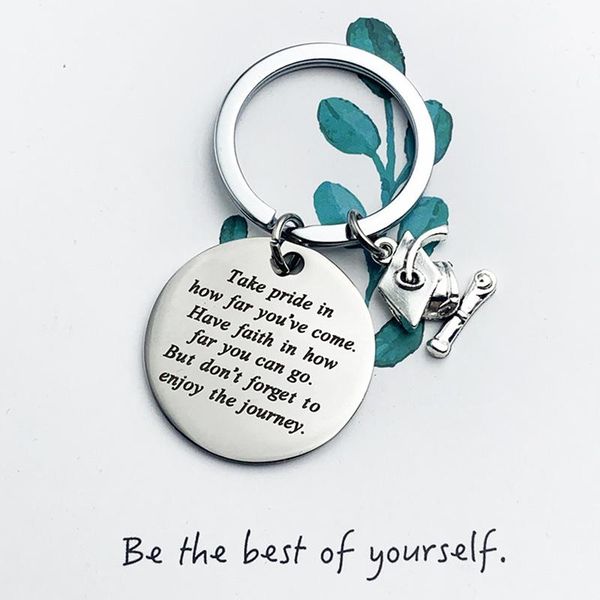 

мода keyring нержавеющей стали брелок вдохновляющие письма подарки для него / ее ключевая цепь кулон ювелирные изделия, Silver