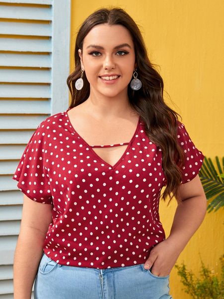 

plus cut out front polka dot i4r3#, Black