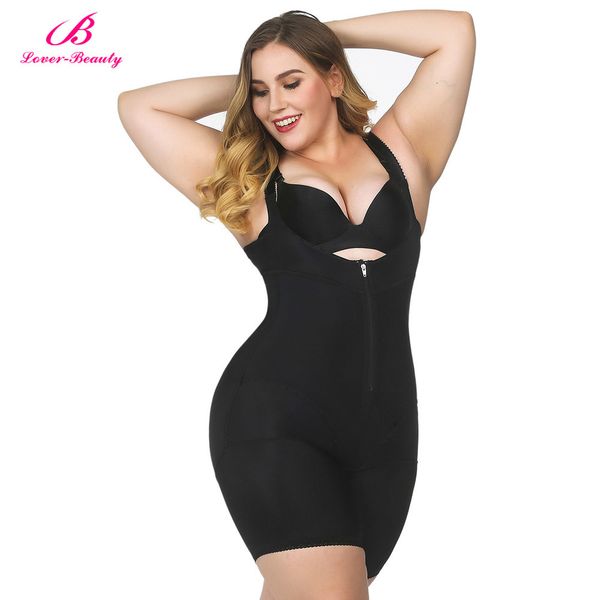

lover beauty full body shaper plus size corset waist trainer butt lifter thigh reducer panties tummy control push up shapewear a y19070201, Black;white