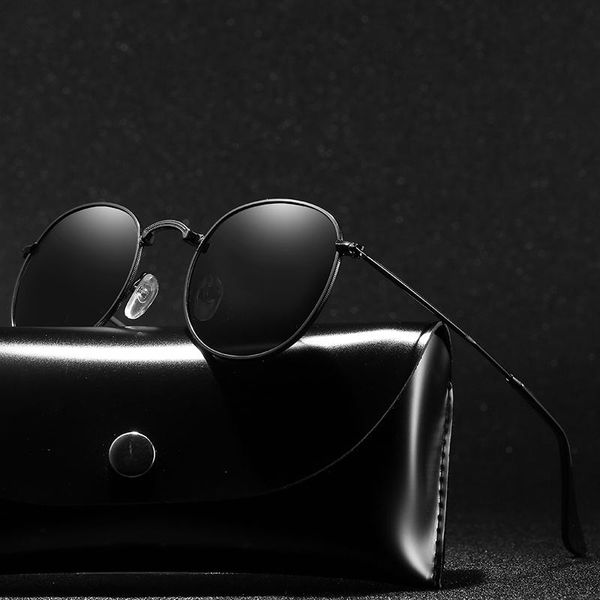

sunglasses with case round polarized men brand designer polaroid sun glasses women metal frame black lens eyewear driving, White;black
