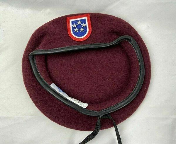 

berets us army 82nd airborne division wool red maroon beret officer 5 star general rank hat cap, Blue;gray