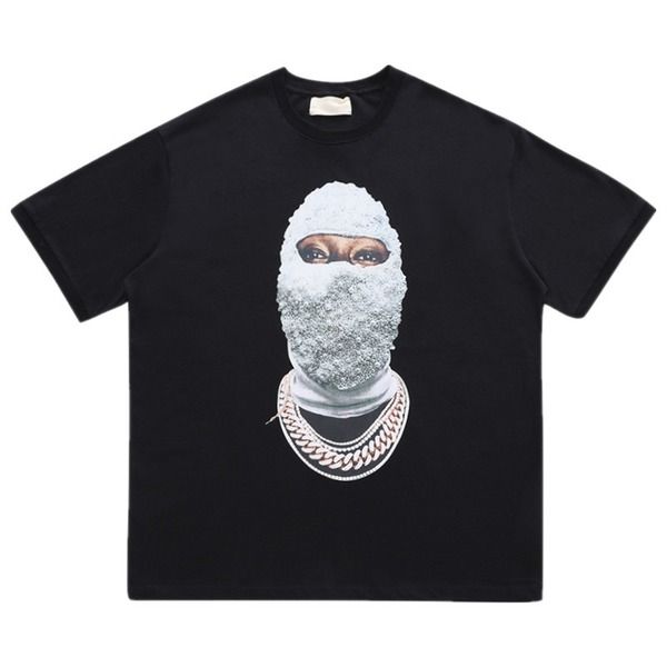 

men and women couples stranger things masked man pearl man signature round neck short sleeve t-shirt, White;black