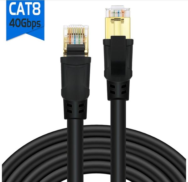 CAT8 Ethernet Cable SSTP 40Gbps Super Speed ​​Cat 8 RJ45 Rede LAN Patch Cabo para Laptop Router Modem 5m 10m Cabo Ethernet