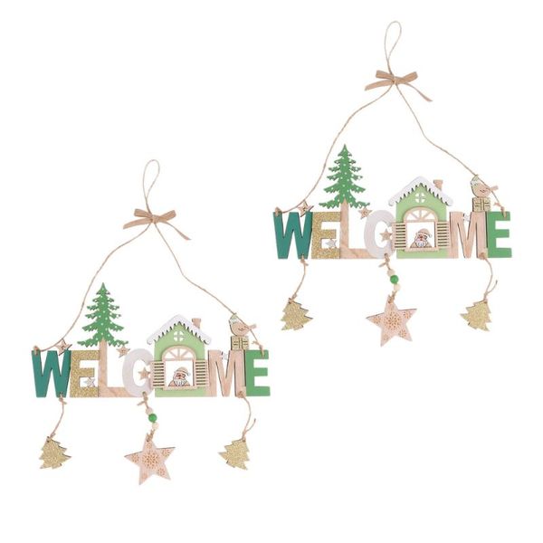 

storage bags christmas door pendant welcome wooden hanging wind chime (santa claus pentastar