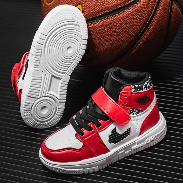

autumn winter new a children's student middle casual j boys' leather and non suede board sho, Black;red