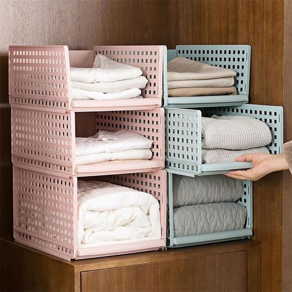 OTHERHOUSE Plastica Cassetti Armadio Divisorio Scatola di immagazzinaggio Bin Armadio Guardaroba Organizer Cassetto per vestiti Sotrage Basket Organizer Y200628