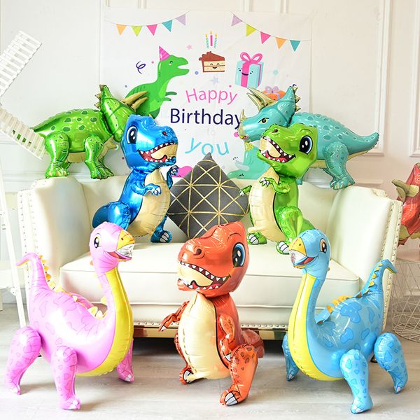 

1pc 4d walking foil balloons dinosaur party birthday decoration ballons jungle animal part supplies globos