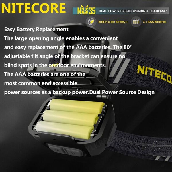 

nitecore nu35 460 люменов можете использовать встроенный в батарею, а легко заменить батарейки ааа в то же время usb c прямая charge гибр sq