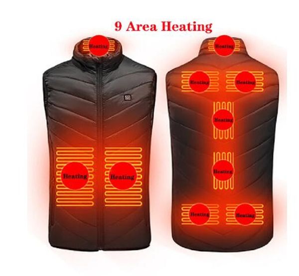 

new 9 places heated vest men women usb heated jacket heating vest thermal clothing hunting vest winter heating jacket blacks-4xl, Camo;black