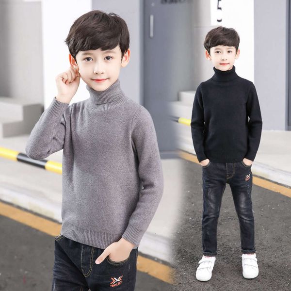 

children's autumn and winter clothing new boys' student korean solid color high collar sweater, Blue