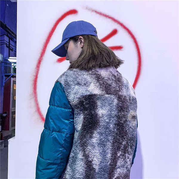 

winter new style fleece thickened down stitching camouflage jacket for men and women couples to keep warm gore-tex technology jacket 3 color, Black