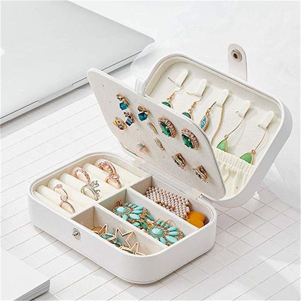 Portagioie in pelle PU protettiva Collana alla moda Anello Orecchini Portaoggetti Organizer da viaggio Cosmetici da viaggio Accessori di bellezza Vetrina