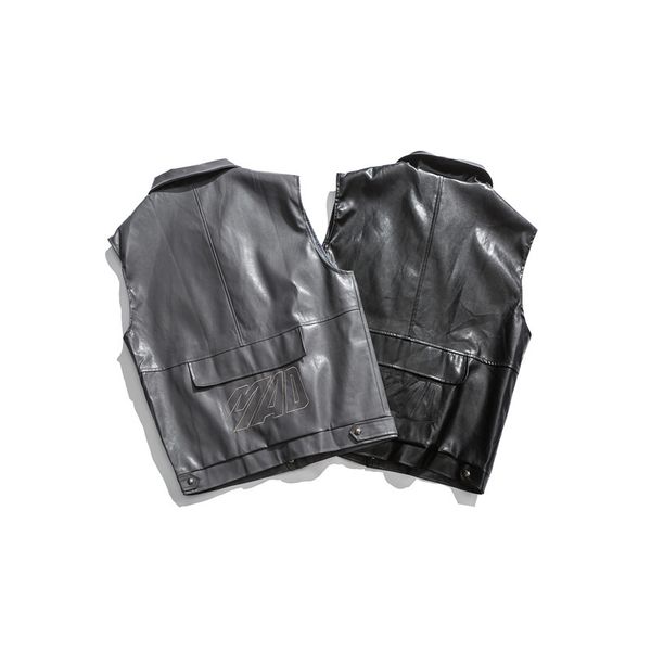 

2021 autumn new male leather vest in fashionable retro women's coat 4ptr, White