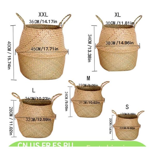 

straw foldable hanging rattan flower basket handmade wicker plant pot planter modern flowerpot home de bbynbz