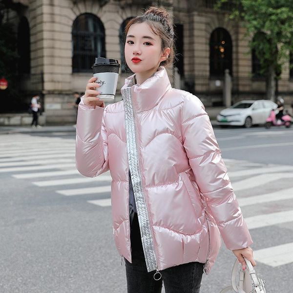

winter parkas harajuku black cropped reflective short jackets for women clothing basic zipped sleeves warm bomber windbreaker