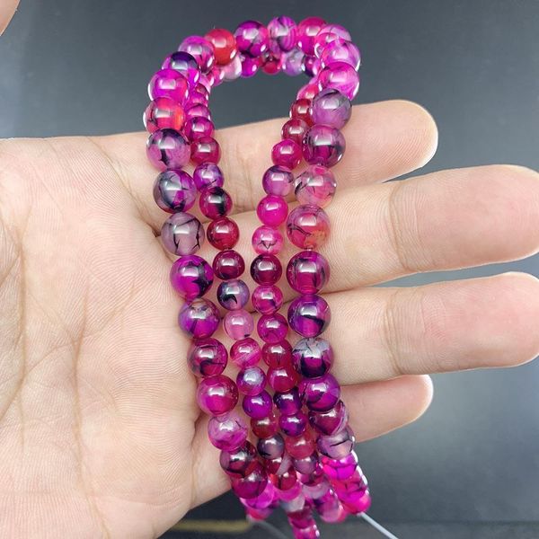 

1strand lot 6 8 10 mm natural stone rose red dragon vein agat round loose spacer beads for jewelry making diy necklace h bbybms