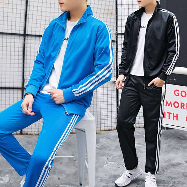 

men's korean autumn set 2020 new slim fashion sportswear cardigan, Gray