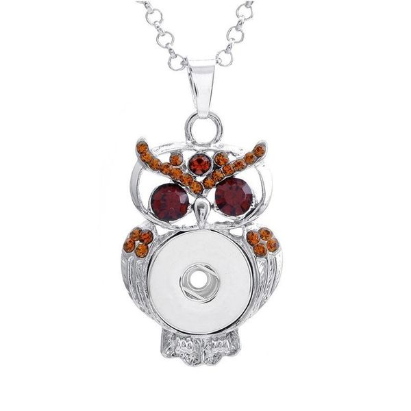 

boom life owl pendant with crystal necklace 040920 18mm metal snap button jewelry beads women's pendan bbyfqh, Silver