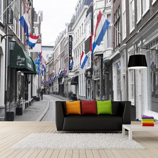 

dropship custom mural european retro city la closerie l town mural wallpaper street background wallpaper custom1