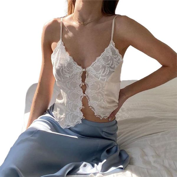 

summer women's cropped shirt sling elastic casual party v-neck hollow lace floral clothes new fashion 2021, White