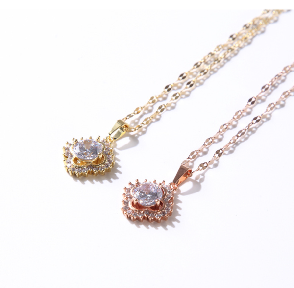 

chokers dazzling choker crystal cz pendant necklaces for women clavicle chain titanium steel short charm party wedding gifts, Golden;silver