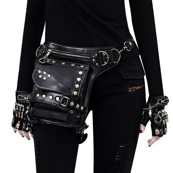 

steampunk waist pack leg bag leather women military holster gothic bag motorcycle thigh hip belt packs messenger shoulder bags c1026