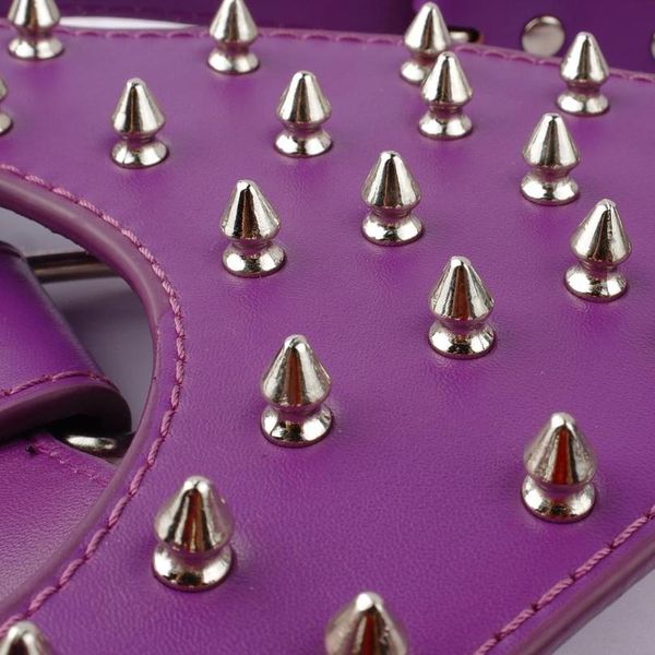 

purple adjustable cool spiked studded leather dog harness collar leash set for large dog pitbull boxer mastiff amstaf bbyarf