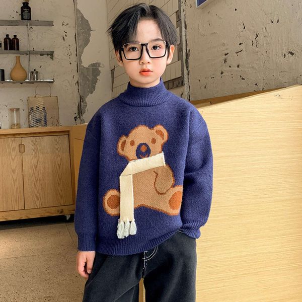 

autumn boys' sweater new pullover 2020 plush and thickened fashion children's winter cloth boys, Blue