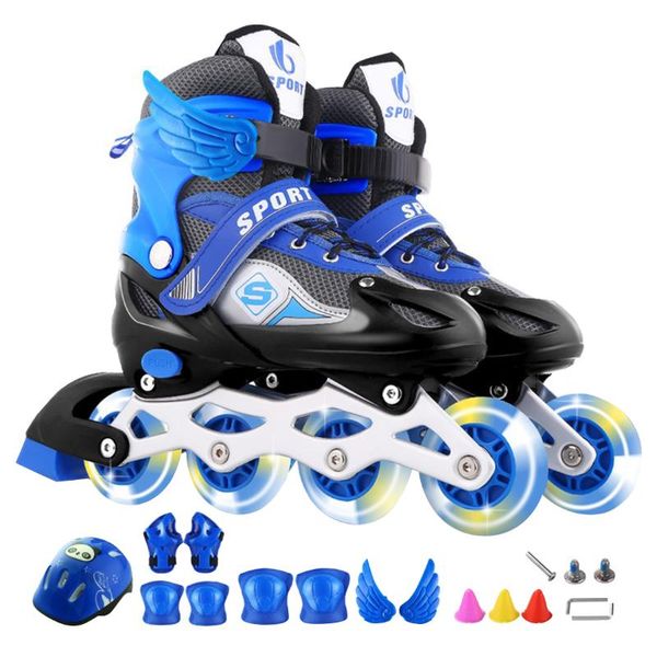 

inline & roller skates 2021 kids adjustable breathable 4 wheel for children flash skating shoes beginners