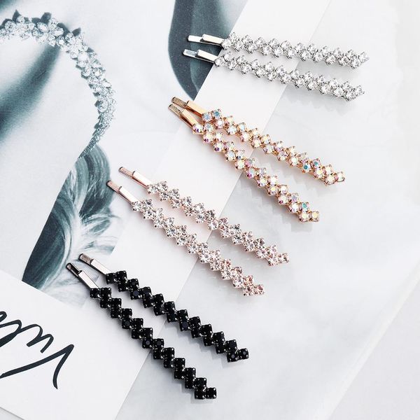 

клип 2шт сияющий кристалл rhinestone волос для женщин элегантный корейский дизайн привязать барретт стик шпилька для укладки волос аксессуар