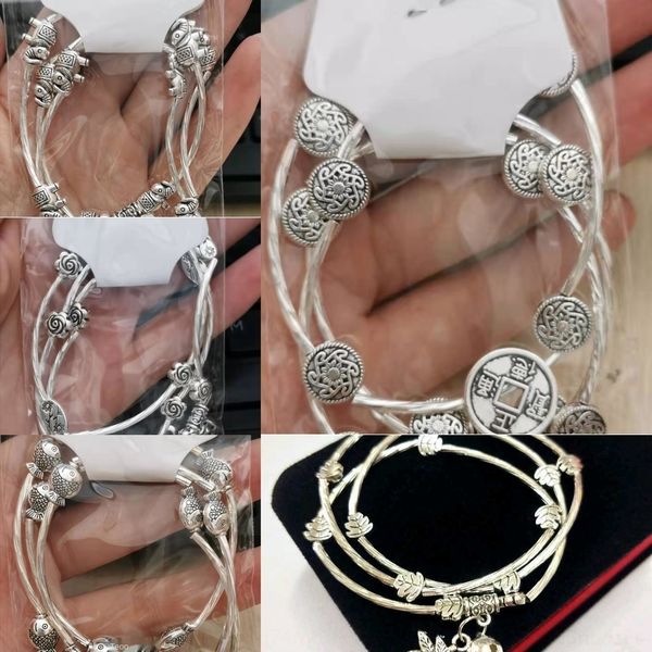 

aqfos корейской версия серебряного круга имитации многослойных ие женщины три bracelettibetan серебряного этнических стиля руки ювелирных из, Golden;silver