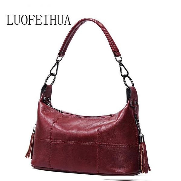 

luofeihua leather handbags 2020 autumn and winter new fashion messenger bag first layer leather tassel shoulder bag