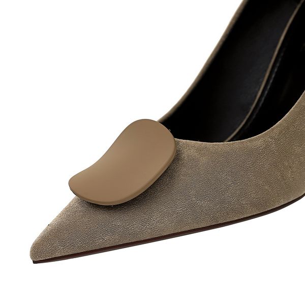 

fashion women suede 9cm 7cm thin high heels pumps female quality dress khaki korean prom scarpins low kitten heels shoesmultifunction, Black