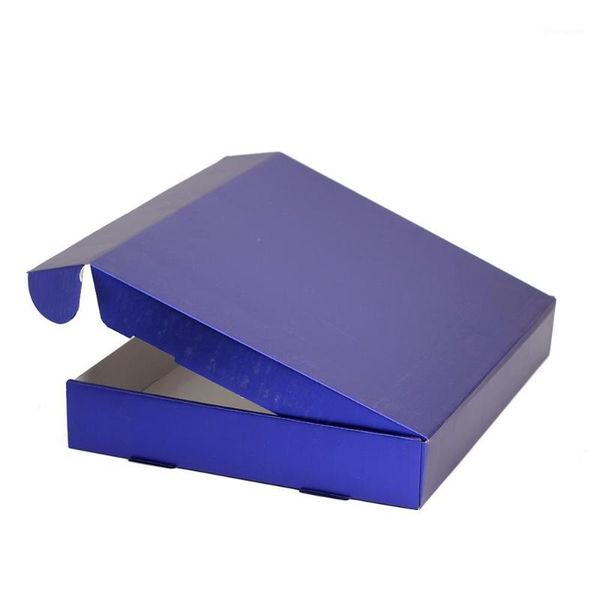 

metallic blue color packaging box customized printing fit for clothing accessories scarf wigs packing gift box1