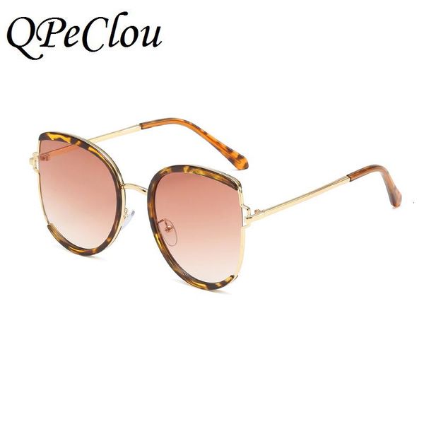 

qpeclou 2020 vintage metal oversized sunglasses woman brand women round sun glasses fashion mirror gafas feminino, White;black