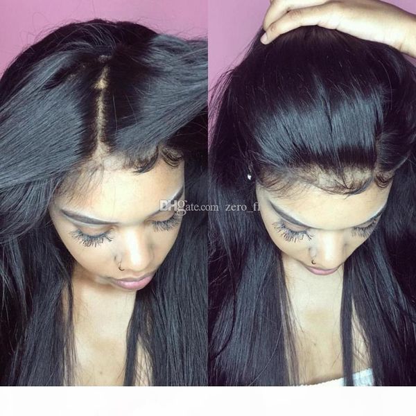 

brazilian glueless full lace human hair wigs for black women brazilian silky straight full lace wigs with baby hair natural hairline, Black;brown
