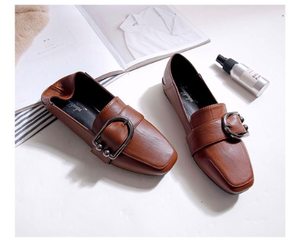 

2021 new fall metal women's quality leather shoes ikfb, Black