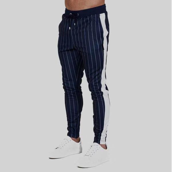 

men's pants fitness type striped pants autumn new outdoor sports small feet casual stretch slim, Black