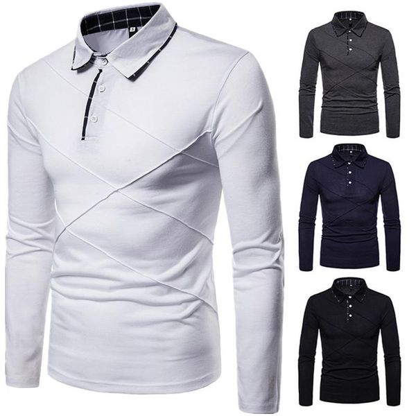 

neck cotton style long clothes sleeve t shirts fashion shirts fashion man new new shirt brands polo mens lapel men's polos ffngl, Black