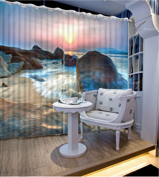 

custom 3d stereoscopic curtains for living room sunset waves blackout curtains for the bedroom modern curtain