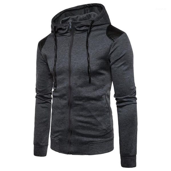 

autumn and winter models men autumn blend pullover hoodie basic hooded sweatshirts zipper outwear warm sudadera #1, Black