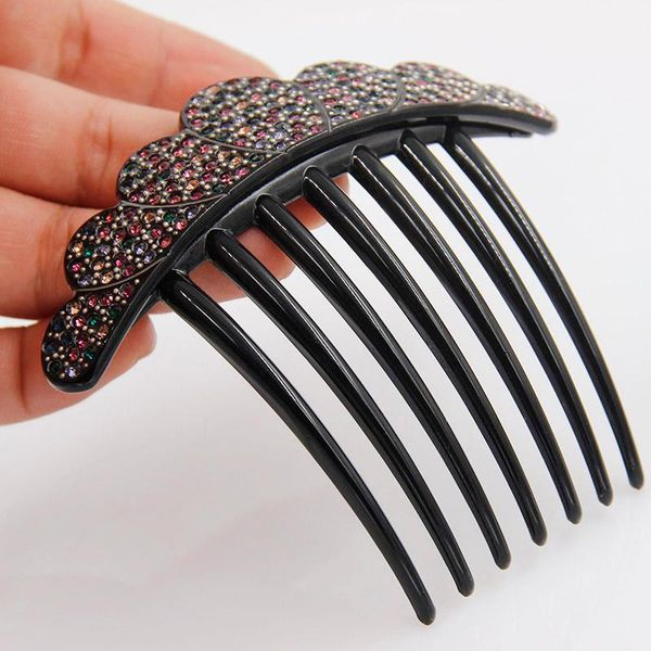 

new design fashion women girls hair accessories rhinestone hair comb acetate elegant clips hairpins tiara, Golden;silver